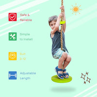 HOMCOM Kid Climbing Rope Disc Swings Seat Set with Platforms for Playground