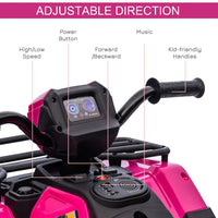 HOMCOM 12V Electric Quad Bike for Kids with LED Headlights Music PINK