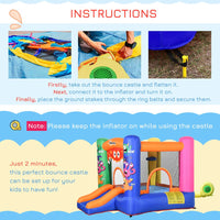 Outsunny Bouncy Castle with Slide Basket Trampoline Monster Design