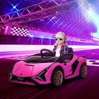 Lamborghini SIAN 12V Kids Electric Ride On Car Toy with Remote Control PINK