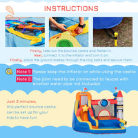 Outsunny 5 in 1 Kids Bouncy Castle Large Water Slide Water Gun with Air Blower