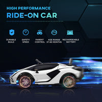 Lamborghini SIAN 12V Kids Electric Ride On Car Toy with Remote Control WHITE