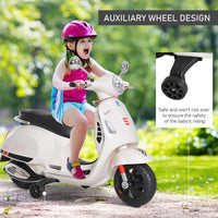 Vespa Licensed Kids Ride On Motorcycle 6V Boys Girls Music LED Lights MP3 USB WHITE