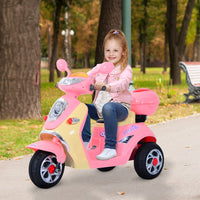 HOMCOM Electric Ride on Toy Car Kids Motorbike Children Battery Tricycle PINK
