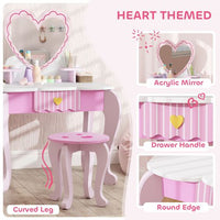 AIYAPLAY Kids Dressing Table Set, 2 PCS Children Vanity Table with Stool
