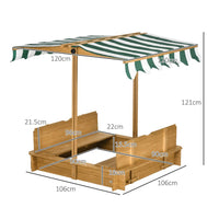 Outsunny Kids Square Wooden Sandpit Children Cabana Sandbox Outdoor Playset