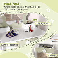 ZONEKIZ Kids Vanity Table Set Beauty Flower Design for Ages 3-6 Years White