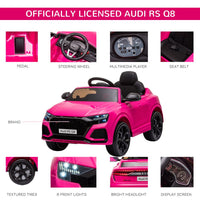 Audi RS Q8 6V Kids Electric Ride On Car Toy with Remote USB MP3 Bluetooth PINK