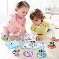 SOKA 18 Pcs Llama Metal Tin Kids Teapot Tea Party Set Carry Case Toy Pretend Role Play 3 years and up