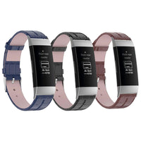 Real Leather Watch Band for Fitbit Charge 3 - Blue