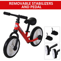HOMCOM Kids Balance Training Bike Toy with Stabilizers For Child 2-5 Years Red