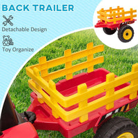 HOMCOM Ride on Tractor with Detachable Trailer Remote Control Music RED
