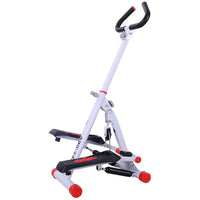 HOMCOM Foldable Stepper Adjustable Step Machine with Handlebar LCD Display Red