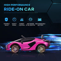Lamborghini SIAN 12V Kids Electric Ride On Car Toy with Remote Control PINK