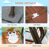 Outsunny Two-Seat Kids Canopy Swing Chair Adjustable Awning Seatbelt