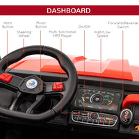 HOMCOM Two-Seater Kids Ride on Truck with Electric Bucket Parental Remote RED