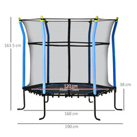 HOMCOM 5.2FT Kids Trampoline With Enclosure Indoor Outdoor for 3-10 Years Blue