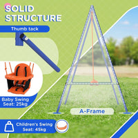 Outsunny Garden Swing Set for Toddlers Kids with Seats Safety Belt Orange