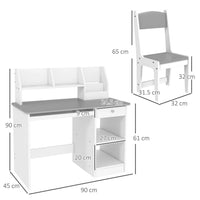 ZONEKIZ Kids Desk and Chair Set with Storage for 5-8 Years Grey