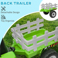 HOMCOM Ride on Tractor with Detachable Trailer Remote Control Music GREEN