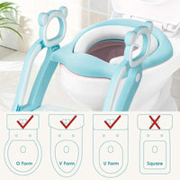 KEPLIN Toddler Toilet Training Seat Ladder with Sturdy Non-Slip Wide Step and Soft Cushion Blue
