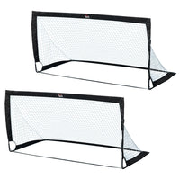 HOMCOM Set of 2 Football Soccer Goal Folding Outdoor with Carrying bag Kids Adults 6x3 Ft