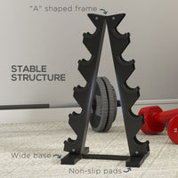 SPORTNOW Five-Tier Weight Tree, Steel Dumbbell Rack for Home Gym Exercise