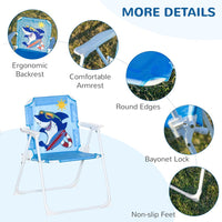 Outsunny Kids Foldable Four-Piece Garden Set with Table Chairs Umbrella Blue