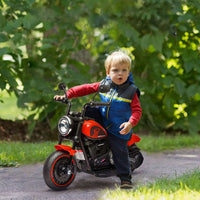 HOMCOM 6V Electric Motorbike with Training Wheels Toddler One-Button Start RED