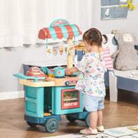 HOMCOM 50 Pcs Kids Kitchen Play set Pretend Trolley Cart Toys for Age 3-6 Years