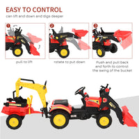 HOMCOM Pedal Powered Tractor Ride-On Car Moving Bucket Steering Wheel 3-6 Yrs