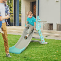 HOMCOM 2 in 1 Kids Slide with Basketball Hoop 18 months - 4 Years Old Deer Blue