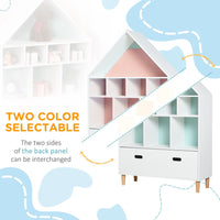 Kids Bookshelf Chest with Drawer Cubes Baby Toy Wood Organizer White