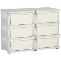 HOMCOM Kids Storage Unit Toy Box Vertical Dresser with Six Drawers Cream