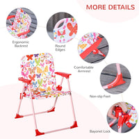 Outsunny Kids Folding Picnic Table Chair Set Butterfly Pattern Outdoor Parasol