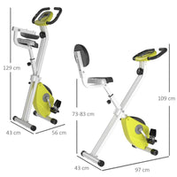 HOMCOM Magnetic Resistance Exercise Bike Foldable LCD Adjustable Seat Yellow