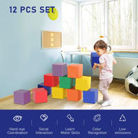 HOMCOM 12 Piece Kids Soft Play Blocks Soft Foam Toy Building Stacking Block