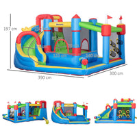 Outsunny Kids Inflatable Bouncy Castle 6 in 1 Water Slide Water Gun & Air Blower