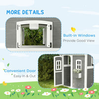 Outsunny Wooden Wendy House for Kids with Floor for Gardens Patios Grey