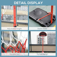 HOMCOM 200-250cm Adjustable Basketball Hoop Backboard with Wheels For Kids