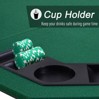 HOMCOM 1.2m 48 Inches Foldable Poker Table Top 8 Players Blackjack Chip Trays