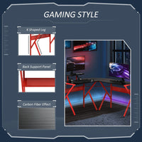 HOMCOM Gaming Desk L-Shaped PC Workstations Monitor Stand 49.25" x 49.25" x 29.5" Red