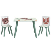 ZONEKIZ Kids Table and Chairs Children Desk with 2 Chairs Green