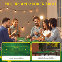 SPORTNOW Foldable Poker Mat 10-Player Table Top with Cup Holders Carry Bag