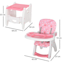 HOMCOM 3-in-1 Convertible Baby High Chair Booster Seat with Removable Tray Pink