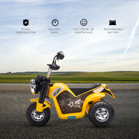 HOMCOM Kids 6V Electric Motorcycle Ride-On Toy Battery 18 - 36 Months Yellow