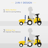 HOMCOM Ride On Tractor Toddler Walker Foot To Floor Slider 12-36 Months Yellow