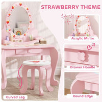 AIYAPLAY Kids Dressing Table Set, 2 PCS Children Vanity Table with Stool