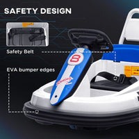 HOMCOM 6V Kids Bumper Car 360-Degree Rotation Waltzer Car with 2 Speeds WHITE