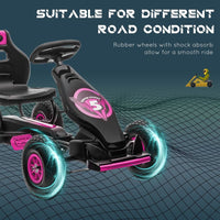 HOMCOM Children Pedal Go Kart with Adjustable Seat Rubber Wheels Brake PINK
